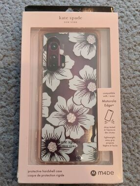 Kate Spade White Floral Clear Hardshell Case for Motorola Edge+